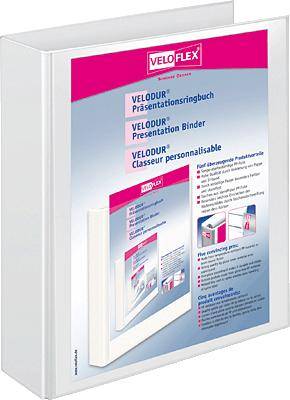 Veloflex Präsentationsringbücher VELODUR/4141190 DIN A4 weiß 4-Ring Ø40 mm