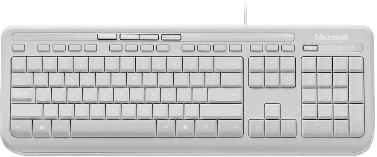 Microsoft Wired Keyboard 600 USB Tastatur Deutsch, QWERTZ, Windows® Grau Spritzwassergeschützt