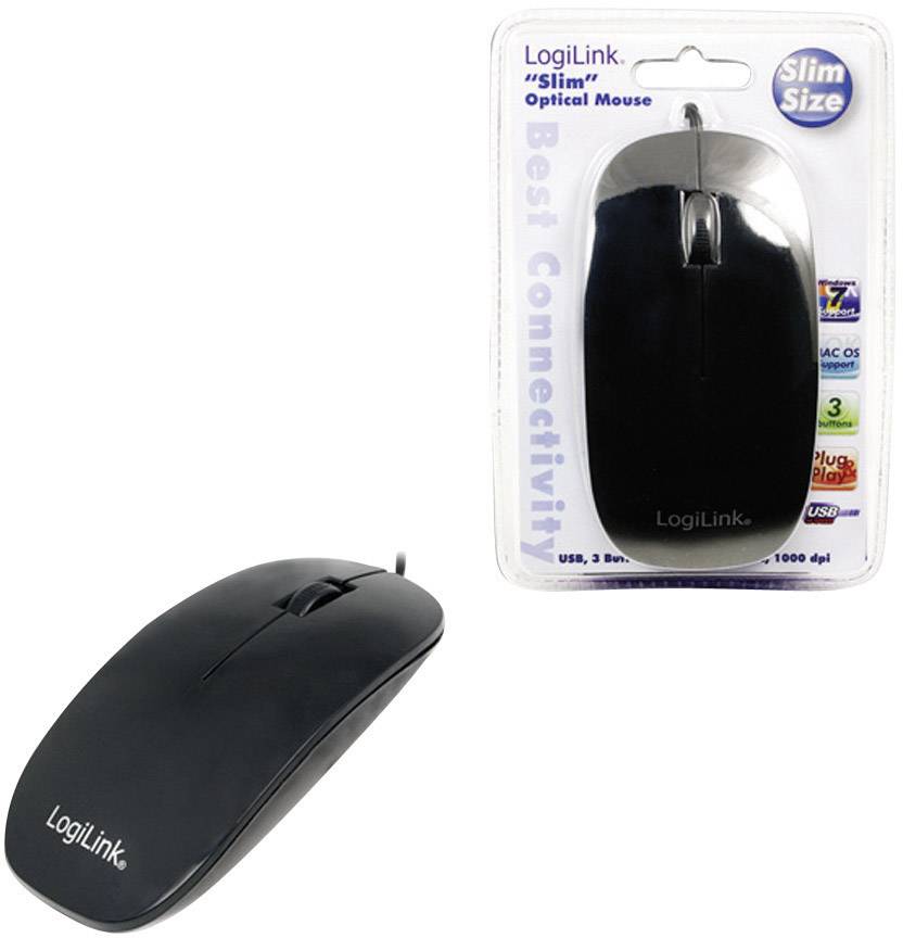 LogiLink ID0063 Maus USB Optisch Schwarz 3 Tasten 1000 dpi