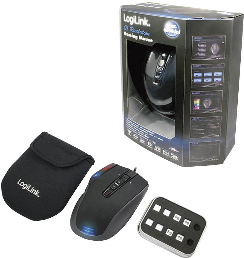 LogiLink Q1 Revolution USB Gaming-Maus Laser Gewichts-Tuning, Beleuchtet Schwarz