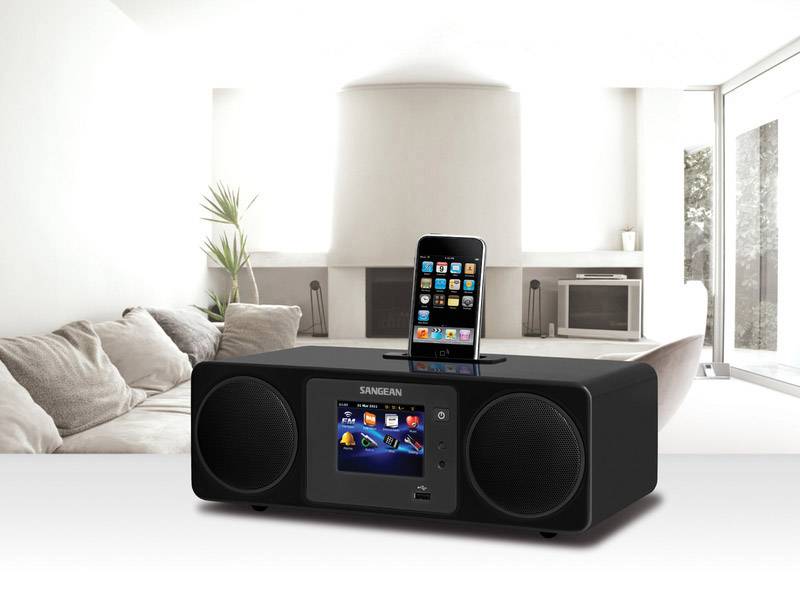 Sangean WFR-2D Internet Tischradio DAB+, UKW Apple-Dock, AUX, Internetradio, USB  Touchscreen, DLNA-fähig Schwarz