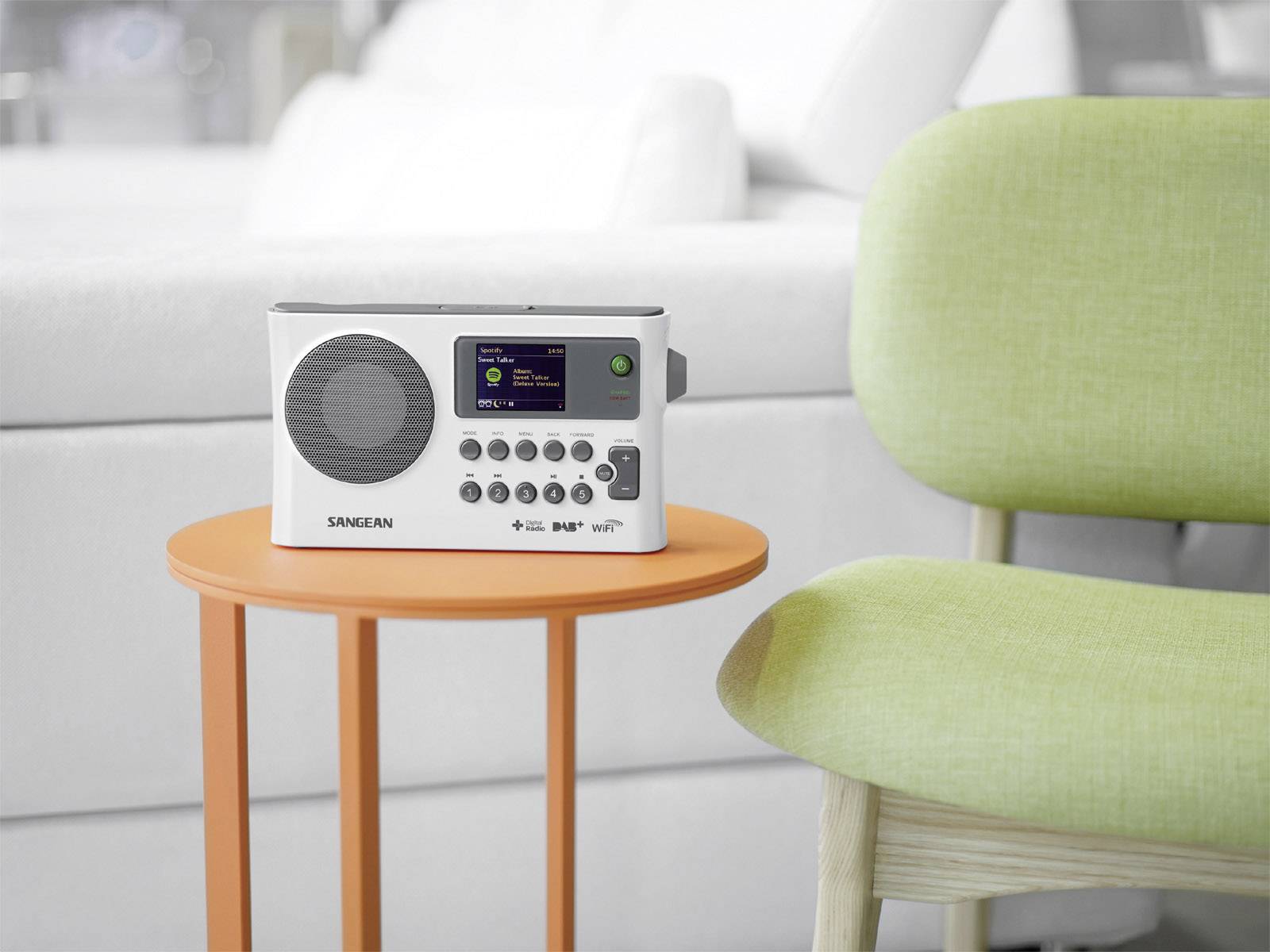 Sangean WFR-28C Internet Kofferradio DAB+, UKW AUX, Internetradio, USB  DLNA-fähig Weiß