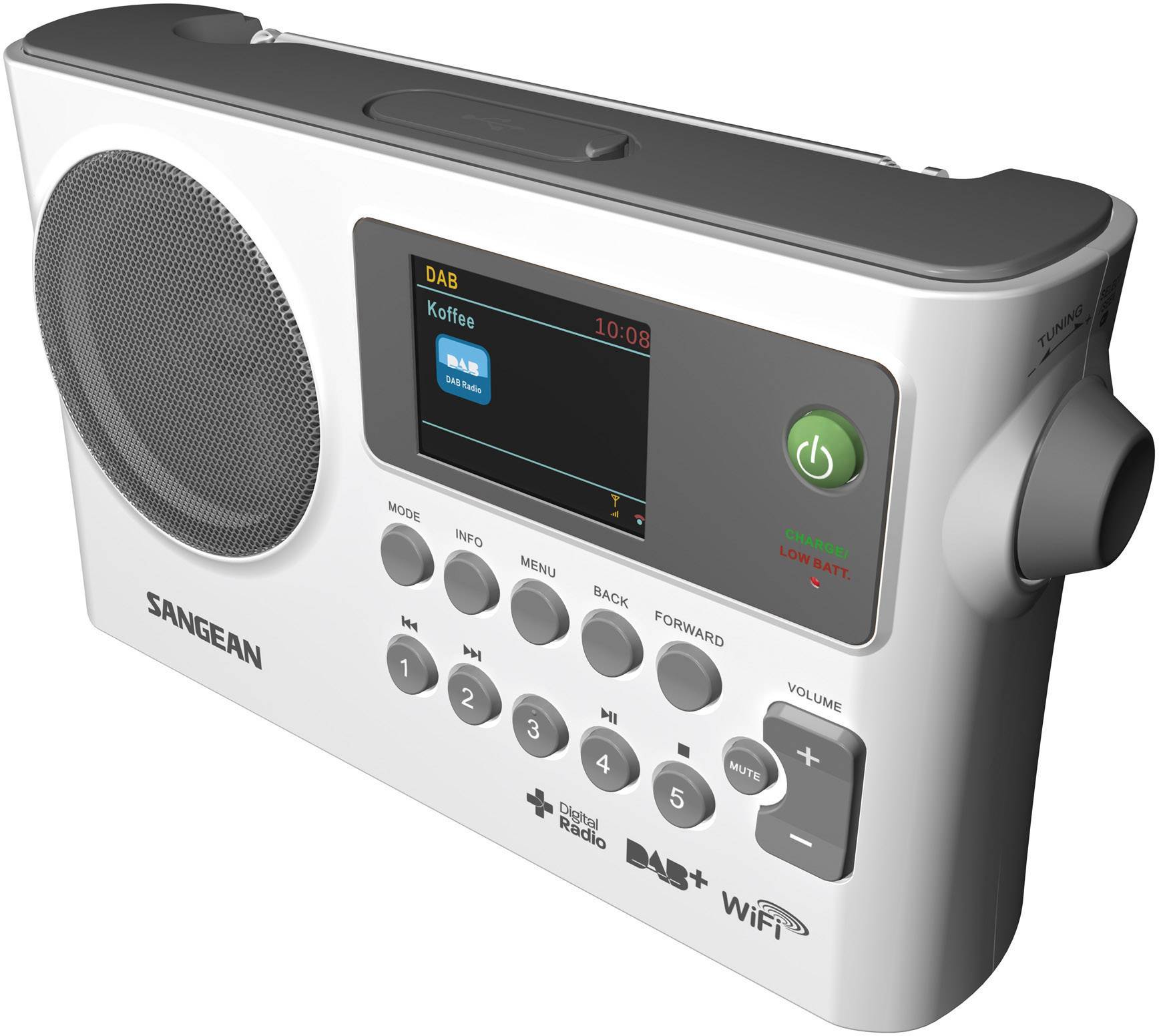 Sangean WFR-28C Internet Kofferradio DAB+, UKW AUX, Internetradio, USB  DLNA-fähig Weiß