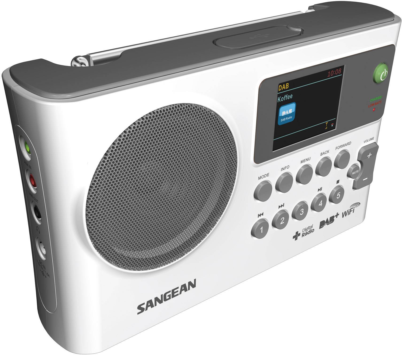 Sangean WFR-28C Internet Kofferradio DAB+, UKW AUX, Internetradio, USB  DLNA-fähig Weiß