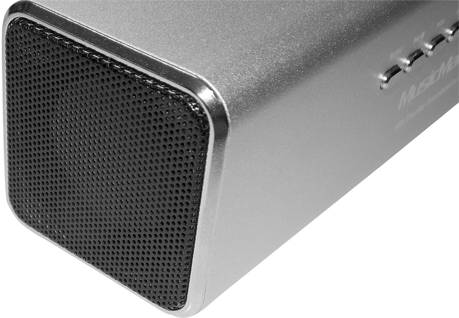 Technaxx MusicMan MA Display Soundstation Mini Lautsprecher AUX, FM Radio, SD, tragbar, USB Silber