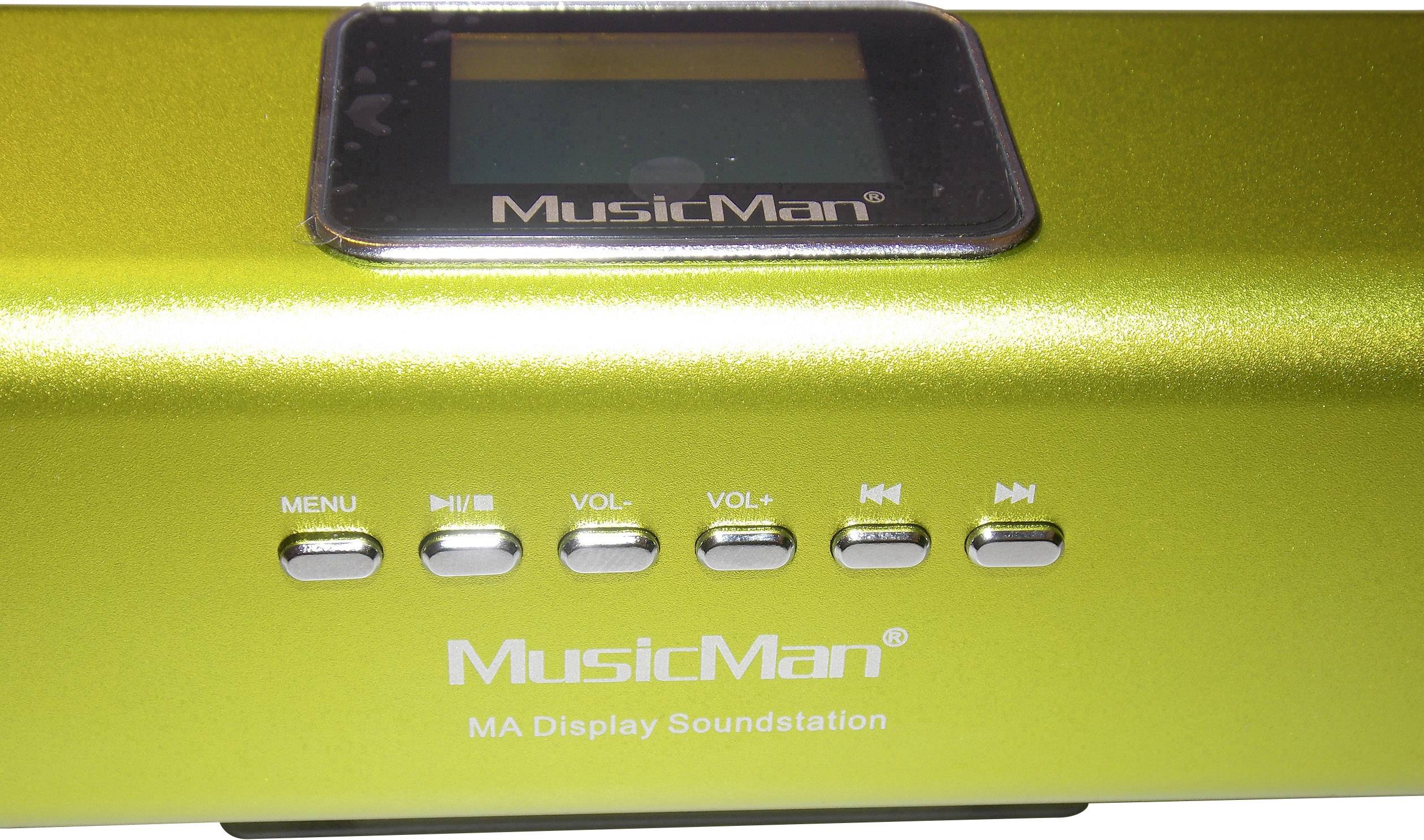 Technaxx MusicMan MA Display Soundstation Mini Lautsprecher AUX, FM Radio, SD, tragbar, USB Grün