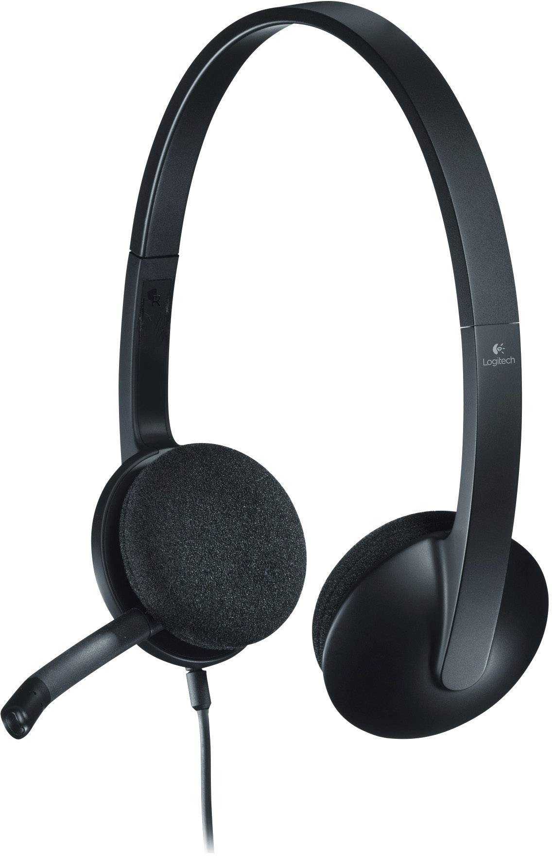 Schwarzes Headset mit Mikrofonarm und gepolsterten Ohrmuscheln, präsentiert auf weißem Hintergrund.