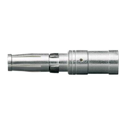 Metallischer Schnellverschluss-Stecker vor weißem Hintergrund, schlankes und zylindrisches Design, geeignet für technische Anwendungen.