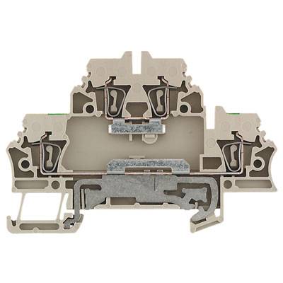 Industrieklemmbefestigung mit zwei Ebenen und Schraubmechanismus in beige. Geeignet für den Einsatz in elektrischen Schaltungen.
