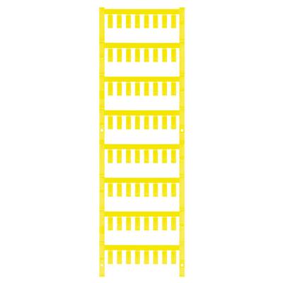 Ein gelbes vertikales Rahmenlayout mit mehreren horizontalen Balken, die kleine rechteckige Lücken aufweisen.