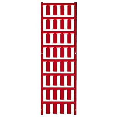 Rote Halterung mit vertikalen Schlitzen, möglicherweise zur Aufbewahrung oder Organisation von Werkzeugen oder Materialien.