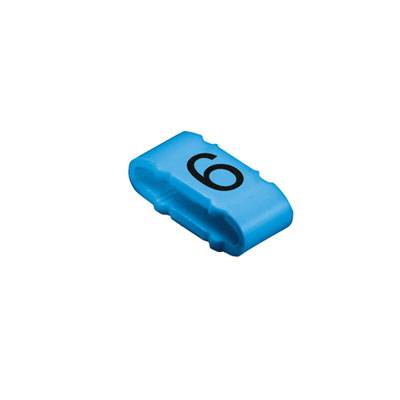 Blauer Kabelclip mit der Zahl '9' darauf.