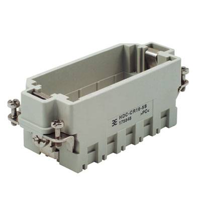 Industriegehäuse aus robustem grauem Kunststoff für elektrische Anschlüsse. Es hat Metallschrauben an den Seiten zur Befestigung.