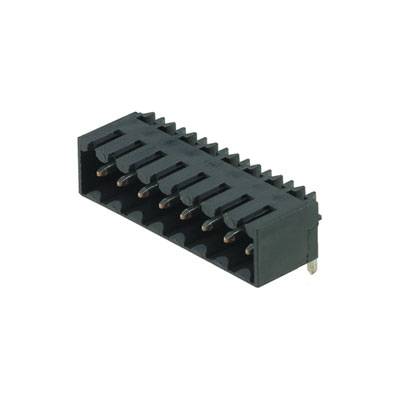 Schwarzer Kunststoffsteckverbinder mit mehreren Metallpins, geeignet für elektronische Verbindungen in Geräten und Schaltungen.