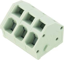 Ein grüner, dreipoliger Steckverbinderblock mit Schraubanschlüssen, geeignet für den elektrischen Anschluss von drei Drähten.