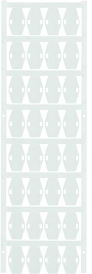 Ein weißes Rechteckmuster, gleichmäßig verteilt in acht Reihen. Jede Reihe enthält längliche, aneinander gereihte Formen.