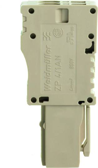 Weiße elektrische Komponente mit der Aufschrift 'Weidmüller ZP4/1AN', geeignet für 800V Anwendungen, aufrecht stehend.