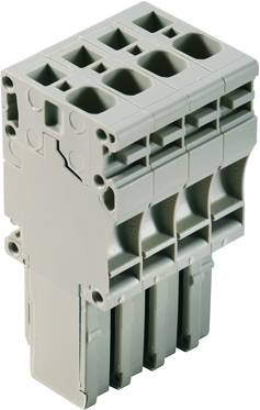 Grauer, mehrpoliger elektrischer Steckverbinder, vertikal ausgerichtet; geeignet für industrielle oder elektronische Anwendungen.