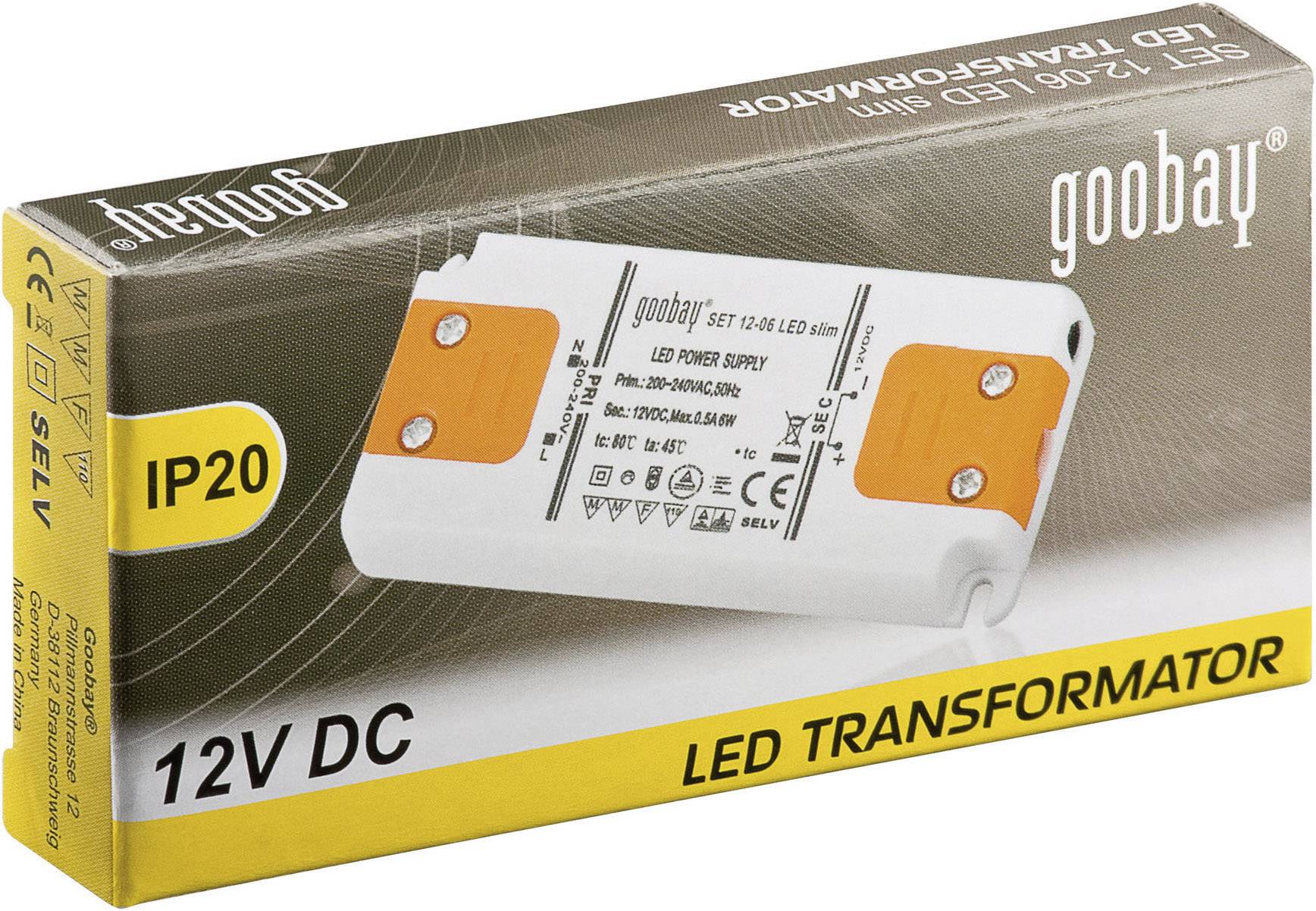 Goobay SET 12-06 LED slim LED-Trafo Konstantspannung 6 W 0.5 A 12 V/DC Möbelzulassung