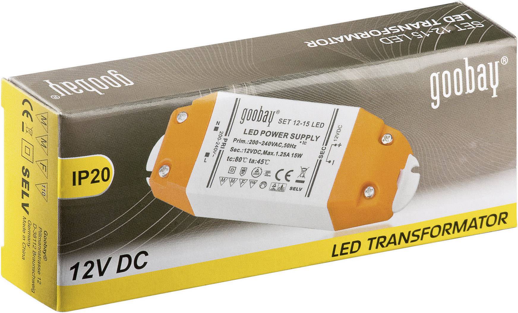 Goobay SET 12-15 LED LED-Trafo Konstantspannung 15 W 1.25 A 12 V/DC Möbelzulassung 1 St.