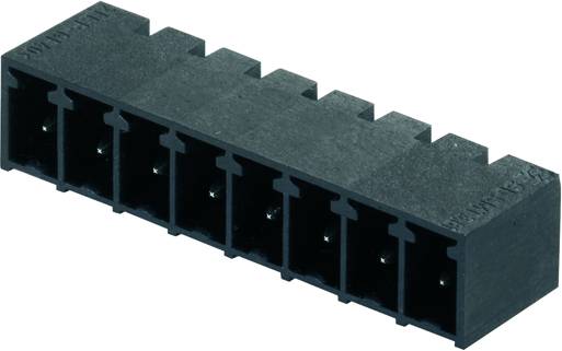 Schwarzer Steckverbinder mit mehreren Steckplätzen, rechteckig geformt.