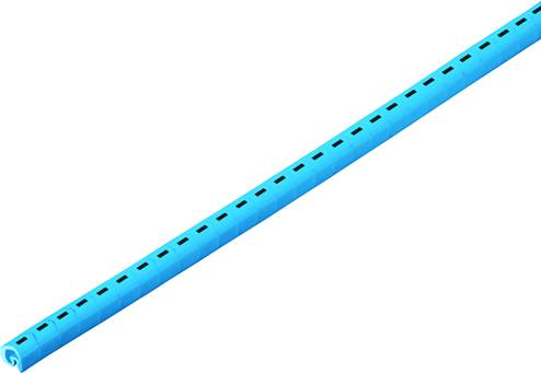 Ein hellblauer Spiralschlauch mit schwarzen, rechteckigen Lüftungsschlitzen entlang seiner Länge.