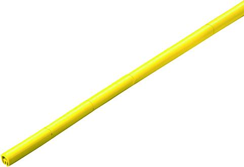 Ein langer, gelber, zylindrischer Stab, typischerweise als Pylon oder Warnkegel-Erweiterung verwendet, vor weißem Hintergrund.