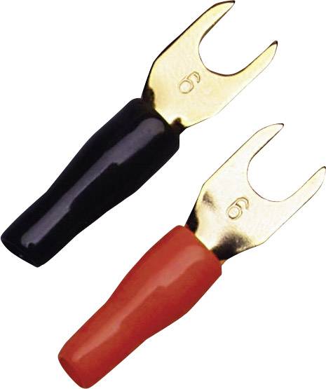 Sinuslive KSI 6 Gabelkabelschuh 6 mm² Loch-Ø=5 mm Teilisoliert Schwarz, Rot 10 St.