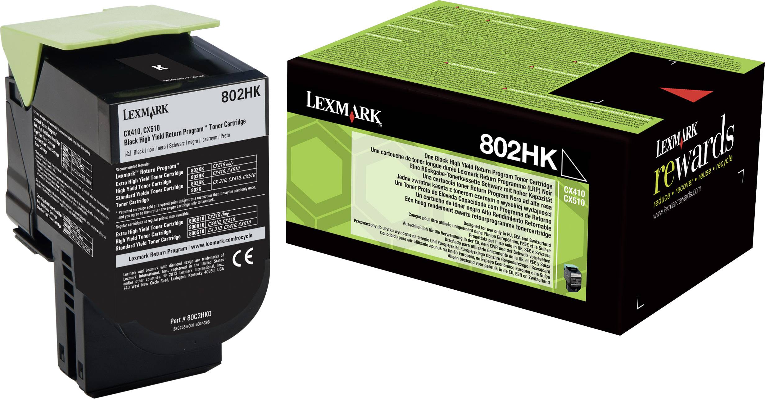 Lexmark Toner 802HK CX410 CX510 Original Schwarz 4000 Seiten 80C2HK0