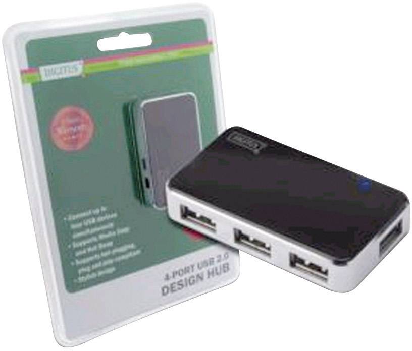Digitus DA-70220 4 Port USB 2.0-Hub Schwarz, Silber