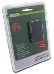 Digitus DA-70220 4 Port USB 2.0-Hub Schwarz, Silber