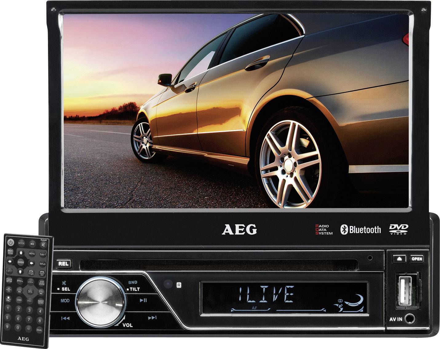 AEG AR4026DVD Moniceiver inkl. Fernbedienung, Anschluss für Rückfahrkamera, Bluetooth®-Freisprecheinrichtung