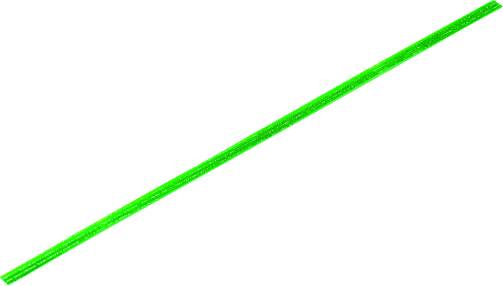 Grüner Strohhalm aus Plastik, diagonal von links unten nach rechts oben verlaufend, auf weißem Hintergrund.