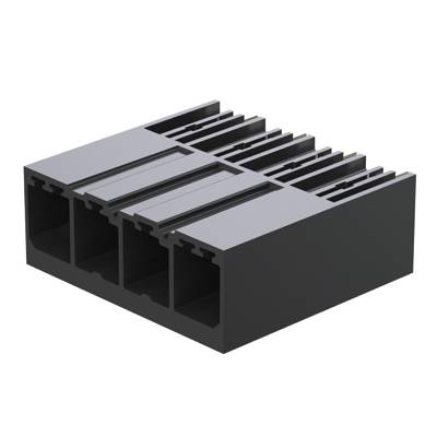 Ein grauer Aluminiumprofil-Querschnitt mit mehreren rechteckigen Hohlkammern, die für industrielle Anwendungen geeignet sind.