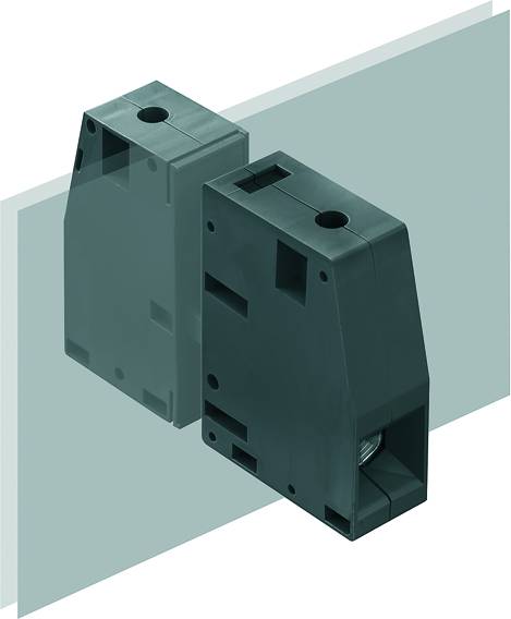 Zwei grüne elektronische Bauteile sind nebeneinander an einer durchsichtigen Platte befestigt.