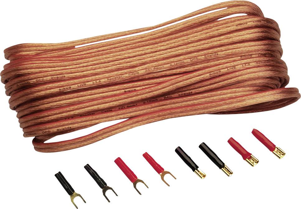 Sinustec KL-4,0b Lautsprecherkabel-Set – 10 M, 4,0 Mm², Mit Vergoldeten Steckern (Gabel & Flachstecker)