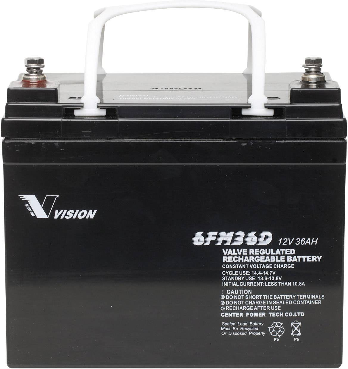 Vision Akkus 6FM36DX Bleiakku 12 V 36 Ah Blei-Vlies (AGM) (B x H x T) 195 x 155 x 130 mm M6-Schraub