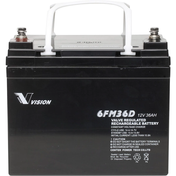Vision Akkus 6FM36DX Bleiakku 12V 36Ah Blei-Vlies (AGM) (B x H x T) 195 x 155 x 130mm M6-Schraubanschluss Wartungsfrei, Zyklenfest Vision Akkus 6FM36DX Bleiakku 12V 36Ah Blei-Vlies (AGM) (B x H x T) 195 x 155 x 130mm M6-Schraubanschluss Wartungsfrei, Zyklenfest