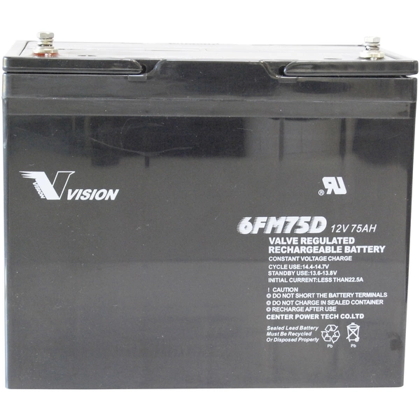 Vision Akkus 6FM75DX Bleiakku 12V 75Ah Blei-Vlies (AGM) (B x H x T) 258 x 215 x 166mm M6-Schraubanschluss Wartungsfrei, Zyklenfest Vision Akkus 6FM75DX Bleiakku 12V 75Ah Blei-Vlies (AGM) (B x H x T) 258 x 215 x 166mm M6-Schraubanschluss Wartungsfrei, Zyklenfest