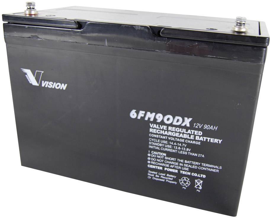 Vision Akkus 6FM90DX 6FM90DX Bleiakku 12V 90Ah Blei-Vlies (AGM) (B x H x T) 306 x 215 x 169mm M6-Schraubanschluss Wartungsfrei