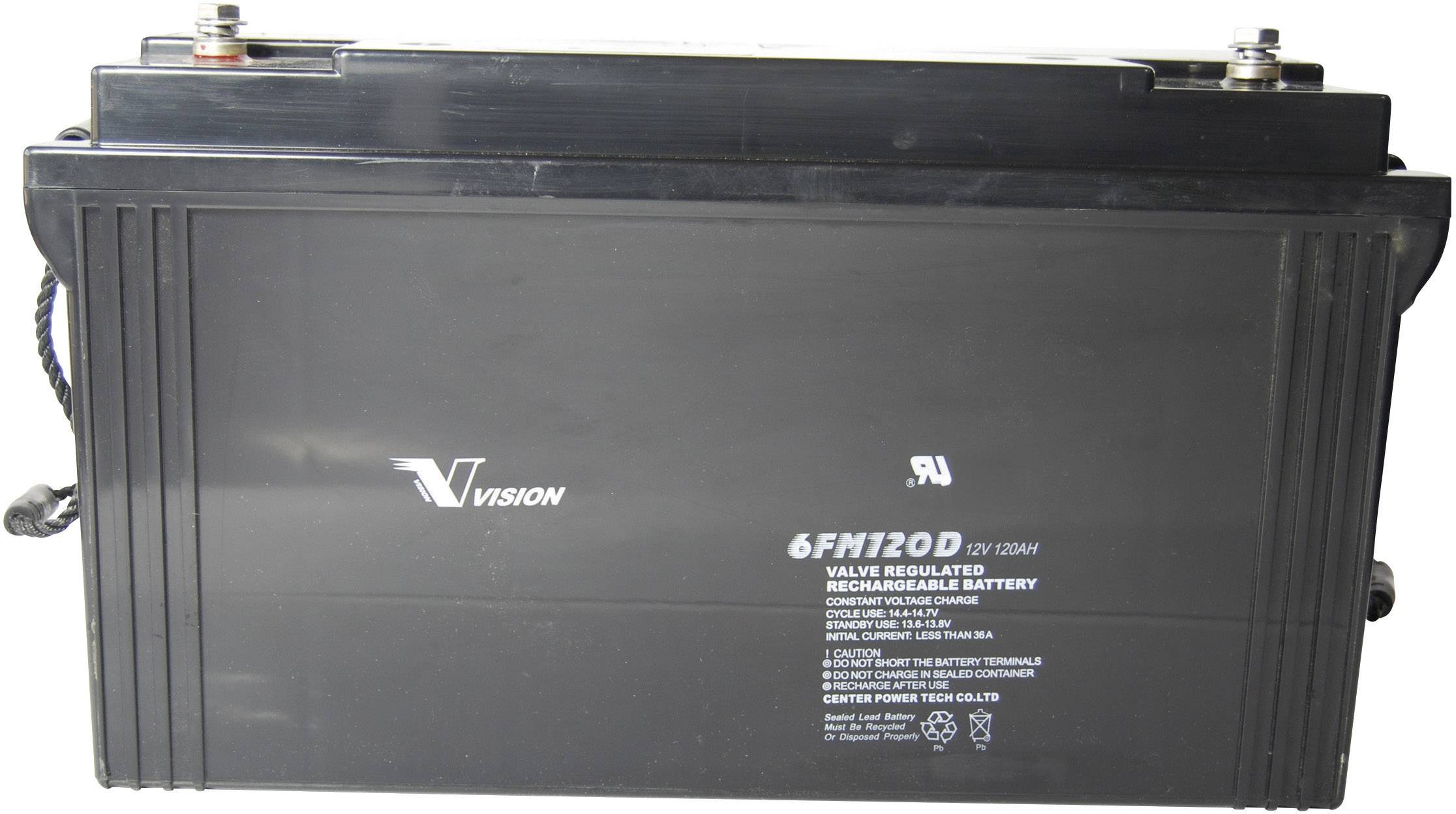 Vision Akkus 6FM120DX 6FM120DX Bleiakku 12V 120Ah Blei-Vlies (AGM) (B x H x T) 410 x 227 x 176mm M8-Schraubanschluss Wartungsfrei