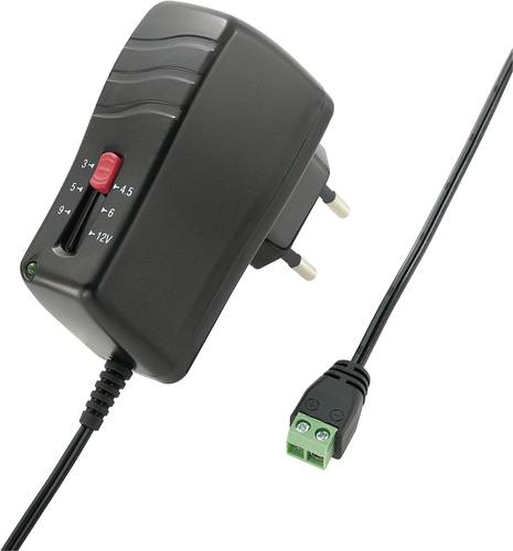 VOLTCRAFT SNG-1000-OC Steckernetzteil, einstellbar 3 V/DC, 4.5 V/DC, 5 V/DC, 6 V/DC, 9 V/DC, 12 V/DC