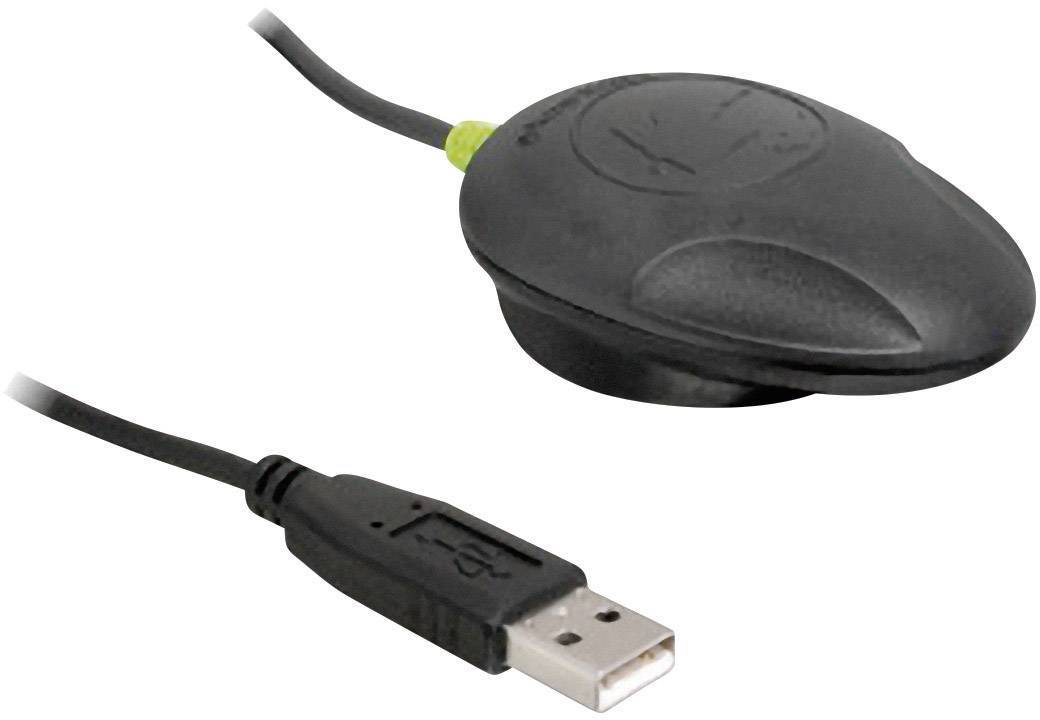 Ein schwarzer USB-Empfänger mit Kabel, der für drahtlose Verbindungen verwendet wird.