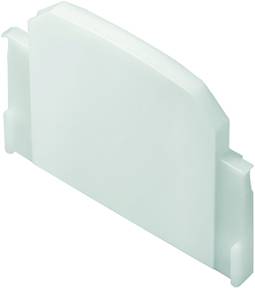 Weißer, gebogener Trennwand-Clip aus Kunststoff, dient zur Organisation oder Trennung von Gegenständen in einer Aufbewahrungseinheit.