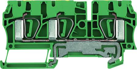 Grüner, rechteckiger Steckverbinder mit Metallkontakten, verwendet zur elektrischen Verbindung in industriellen Anwendungen.