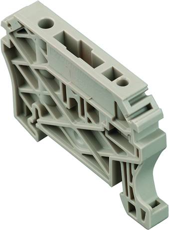 Ein beige Kunststoffteil mit mehreren Befestigungspunkten und Verstrebungen. Es wirkt robust und architektonisch gestaltet.