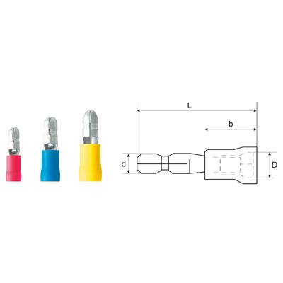 Weidmüller 9200690000 Rundstecker 4 mm² 6 mm² Stift-Ø: 5 mm Teilisoliert Gelb 100 St.
