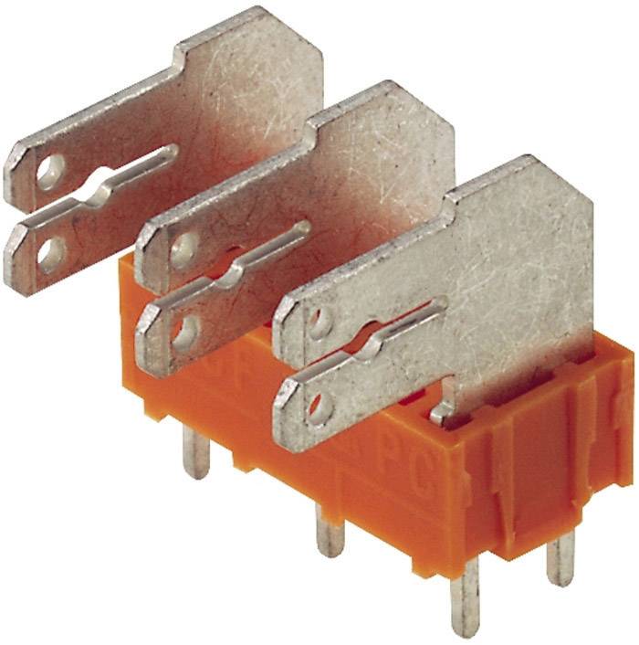 Weidmüller 9511670000 Flachsteckverteiler Steckbreite: 6.3 mm Steckdicke: 0.8 mm 90 ° Teilisoliert Orange, Silber 50 St.