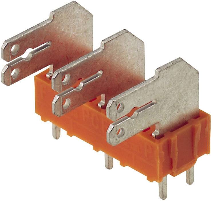 Weidmüller 9511730000 Flachsteckverteiler Steckbreite: 6.3 mm Steckdicke: 0.8 mm 90 ° Teilisoliert Orange, Silber 100 St.
