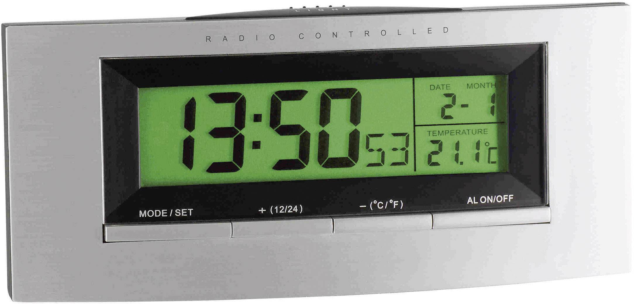 TFA Dostmann 98.1030 Funk Wecker Silber, Schwarz